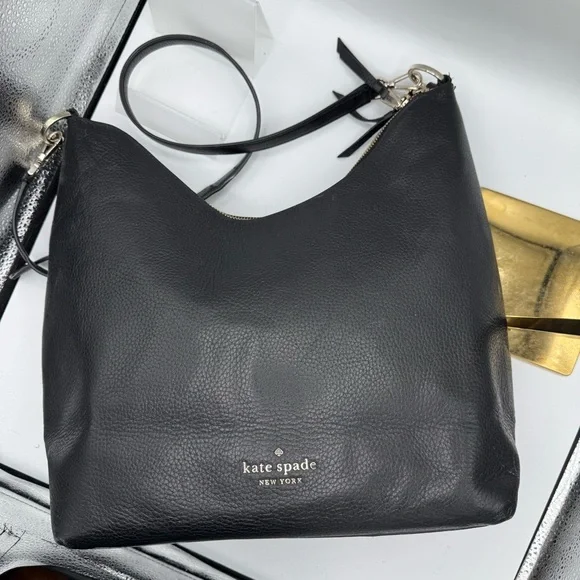 $449 Kate Spade Zippy Shoulder Bag Pebble Leather Black - Picture 5 of 9